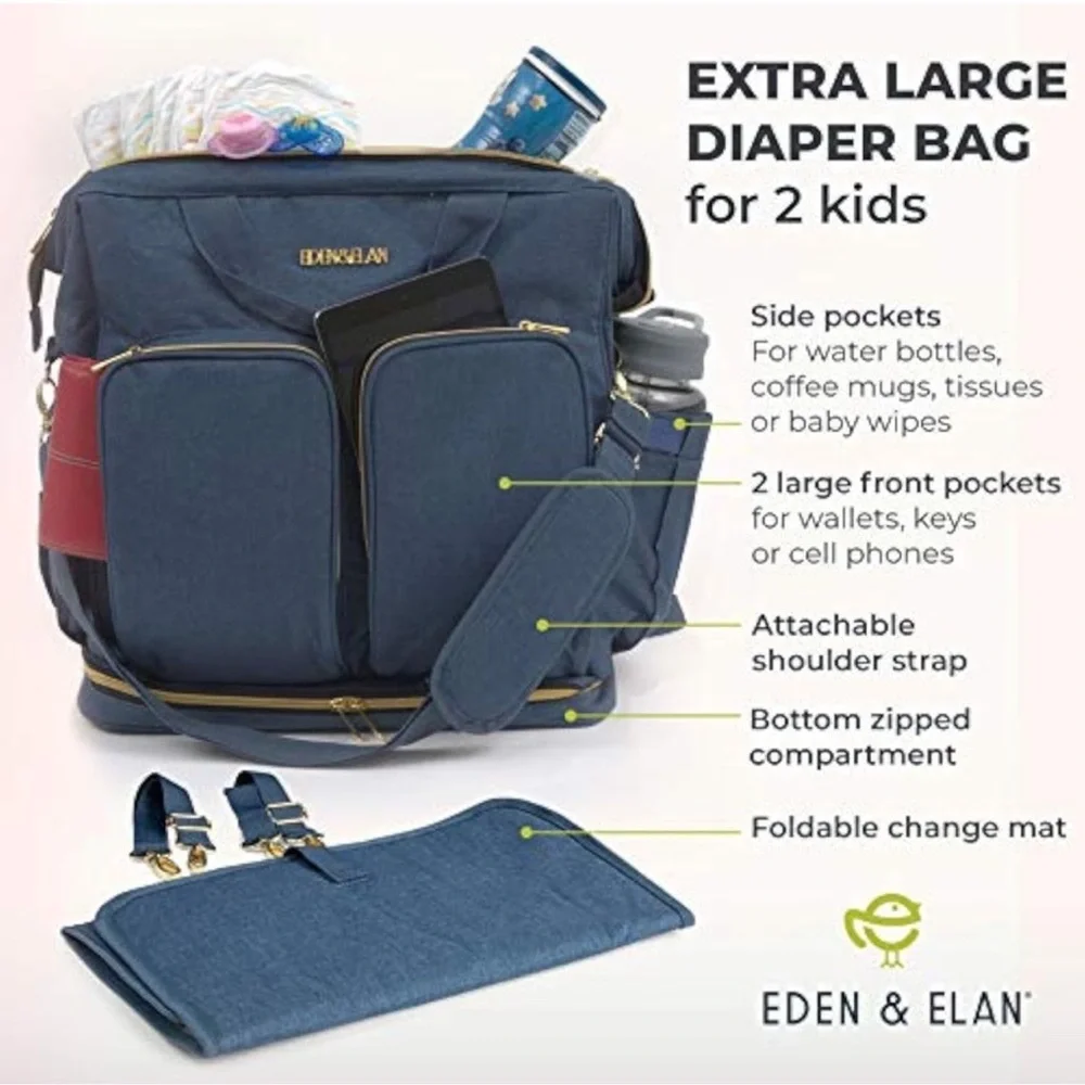 Eden & Elan Diaper Bag Backpack Navy Blue Large Capacity Mint Condition